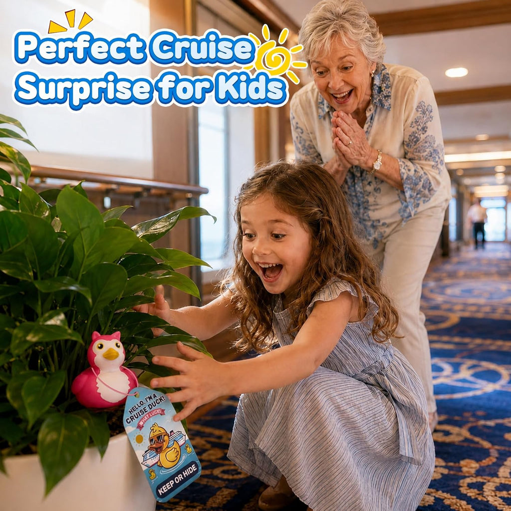 100 Pcs Cruise Rubber Ducks Kits Include 30 Cruise Ducks with 30 Cruising Duck Tags 40 Rubber Bands and 1 Duck Bag, Bulk Ducks for Cruise Ships Hiding Carnival Ducking Cruise Essentials