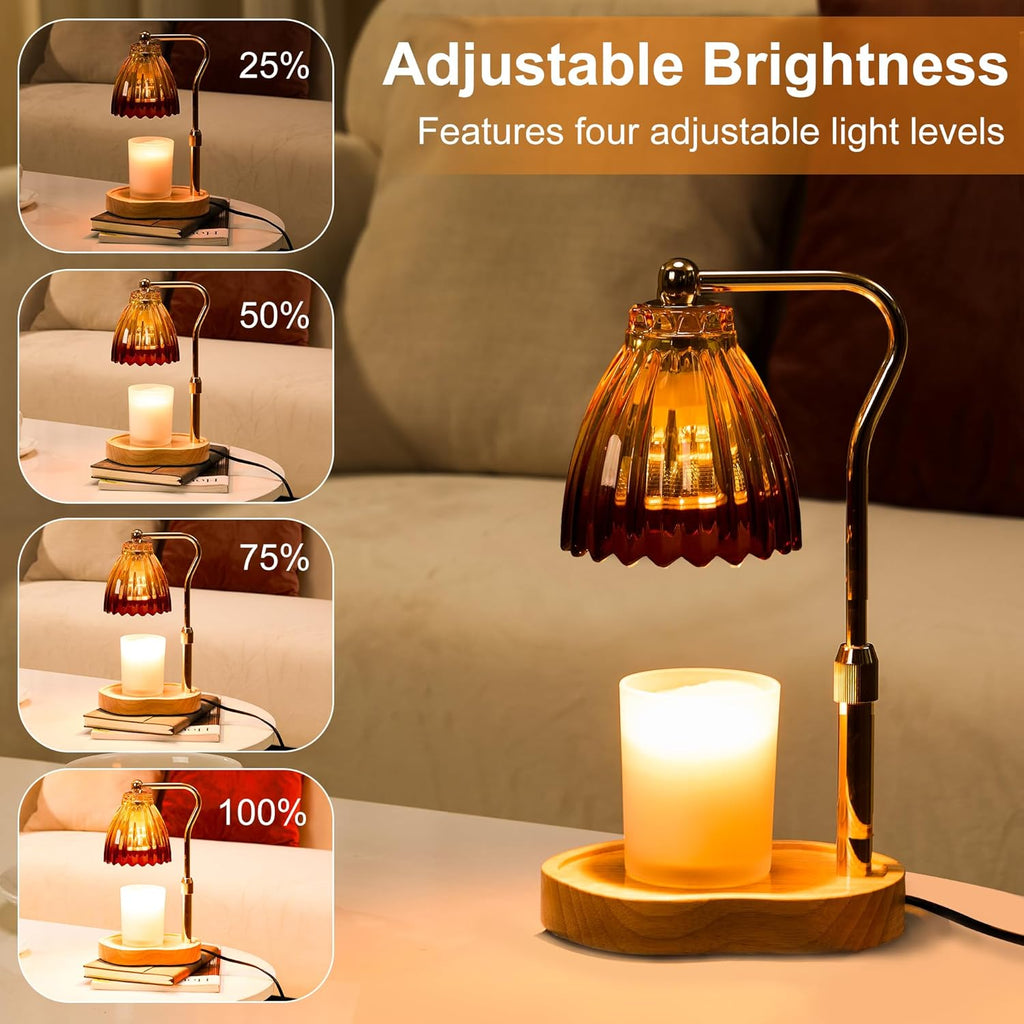 Candle Warmer Lamp with Timer Dimmable, Lamp Candle Warmer for Jar Candles，Birthday Gifts for Women Mom Friend Sister, House Warming Gifts Vintage Home Decor，Wax Warmer Lamp with 2 Bulbs
