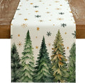 GEEORY Christmas Table Runner 13x36 Inch, Xmas Tees Snowflakes Holiday Decorative Farmhouse Table Decoration for Kitchen Dinning, Indoor Outdoor Dinner Party Decor (Light Green) GT166-36