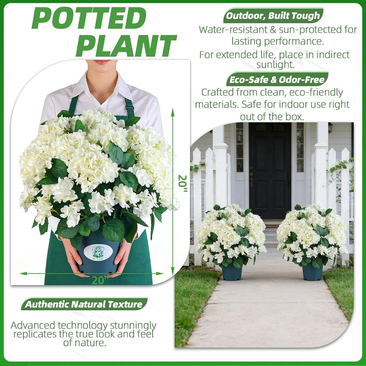 artificial hydrangea bush – 20 inch potted faux shown in use
