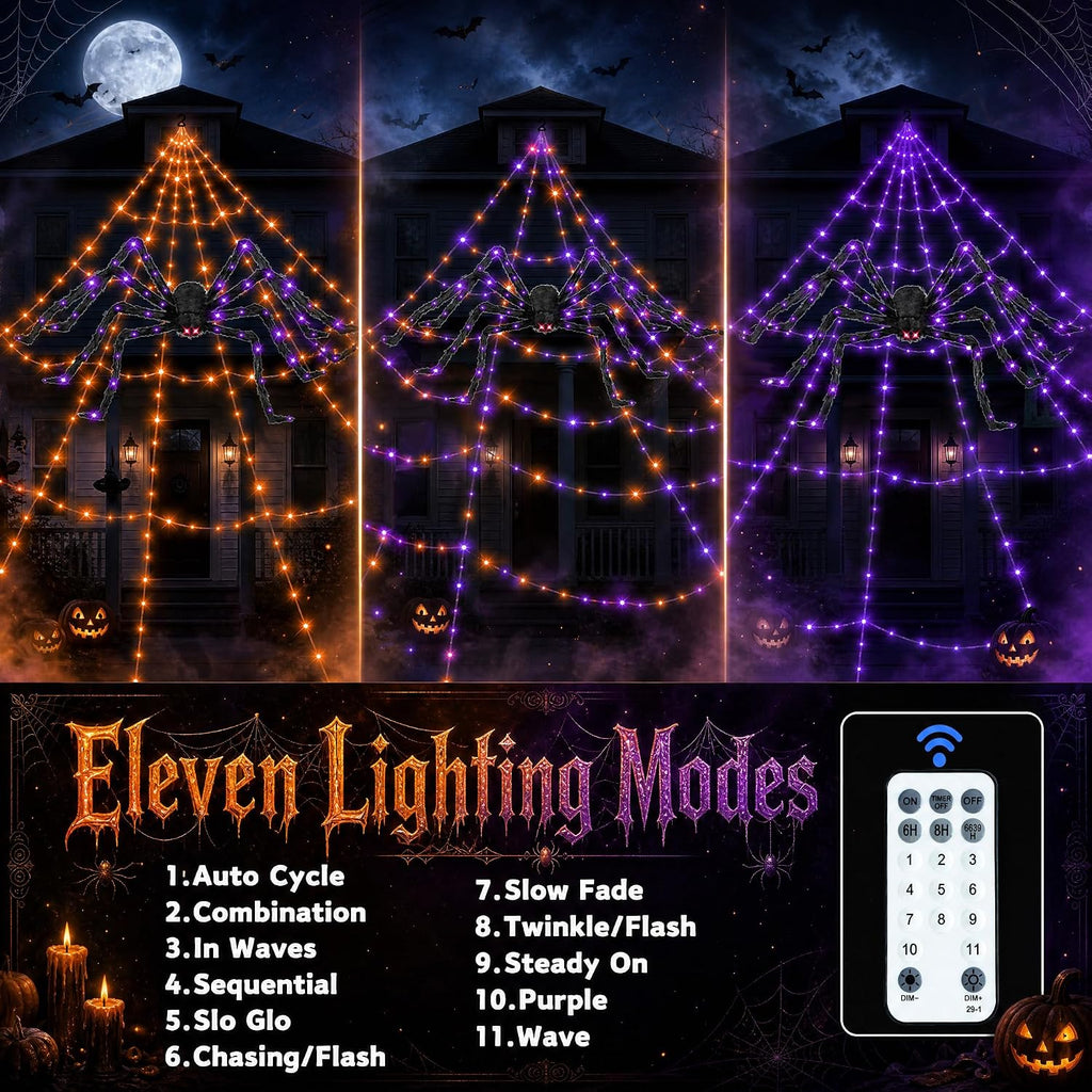 halloween decorations outdoor spider web lights - 550, close-up detail