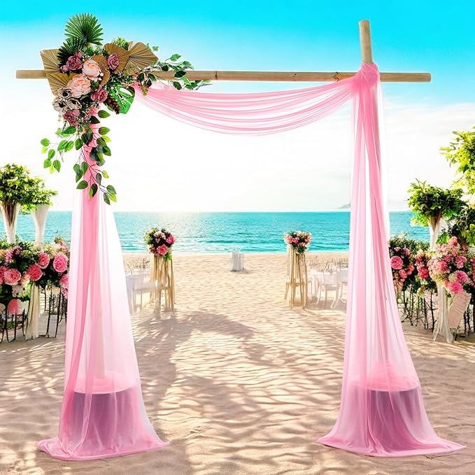 MDS Halloween Chiffon Draping Fabric - 1 Panel, 30" Wide x 100ft Long - Sheer Spooky Arbor & Canopy Drapery for Haunted House Backdrops, Party Ceilings, DIY Costumes & Themed Events - Coral