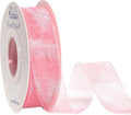 Ribbli Rose Pink Sheer Organza Ribbon,1 Inches x Continuous 50 Yard Use for Gift Wrapping,Bouquet Wrapping,Wedding Decoration,All Crafting and Sewing