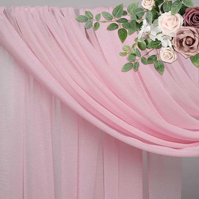 Wedding Arch Draping Fabric 2 Panels 28.7" x 20FT Blush Pink Sheer Chiffon Backdrop Drapes for Wedding Ceremony Birthday Party Bridal Shower Outdoor Decoration