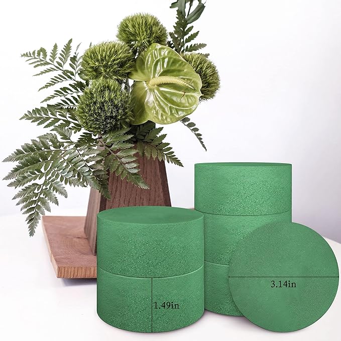 6 Packs Round Floral Foam Blocks，3'' Large Dry Floral Foam for Artificial Flowers,Flower Foam Blocks for Wedding Aisle Flowers Party Decoration