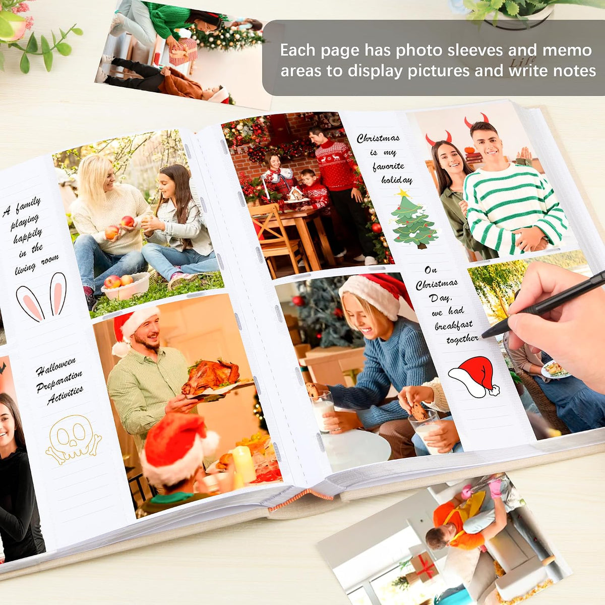 Photo Album 4x6 Vertical 600 Photos with Writing Space, Beige