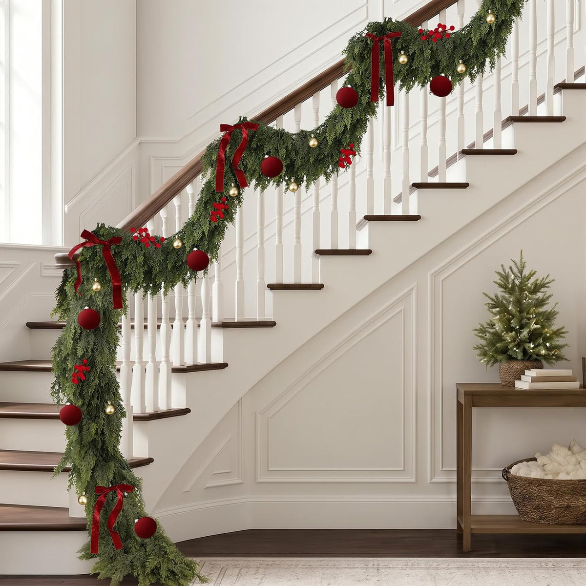 9ft pre-lit christmas garland with lights cedar garland showing dimensions
