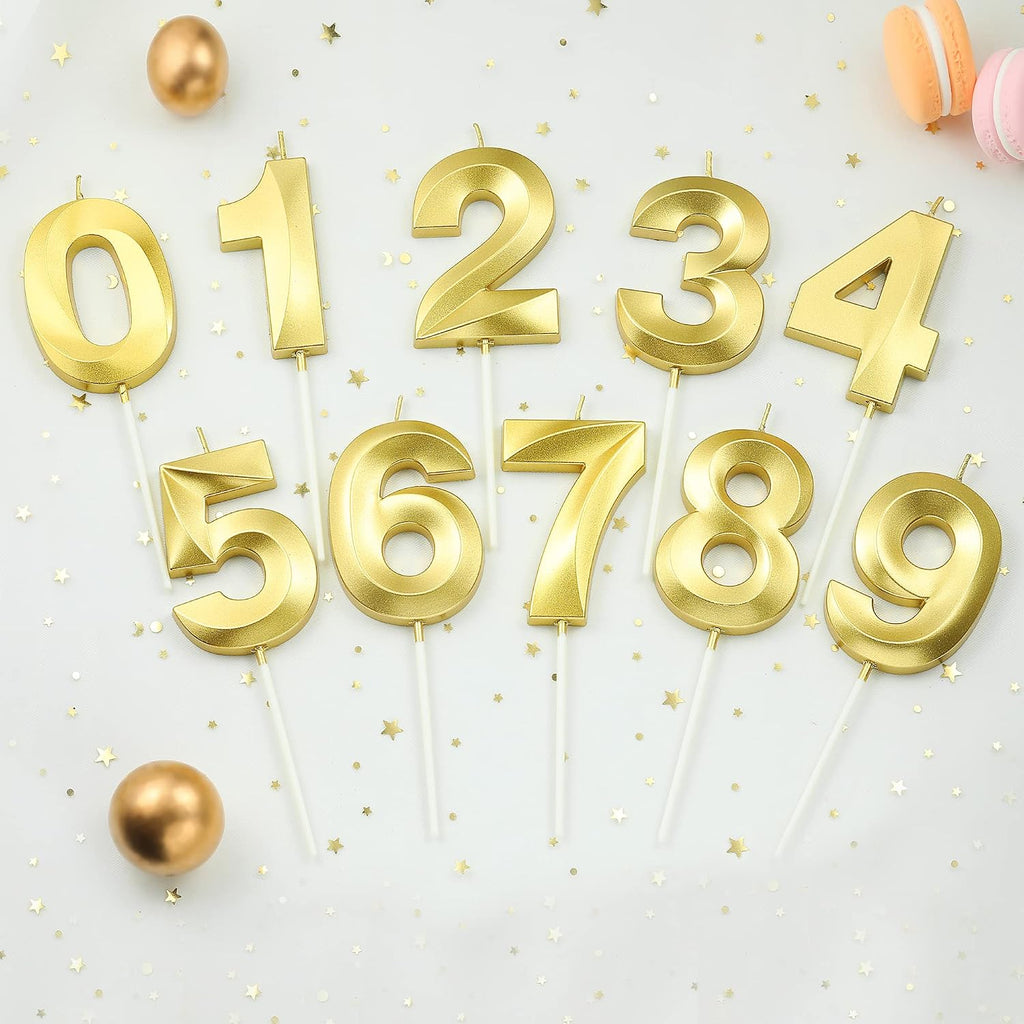2.76 Inch Diamond Gold 8 Number Birthday Candles, Gold & Cake Number Candles, Party Celebration