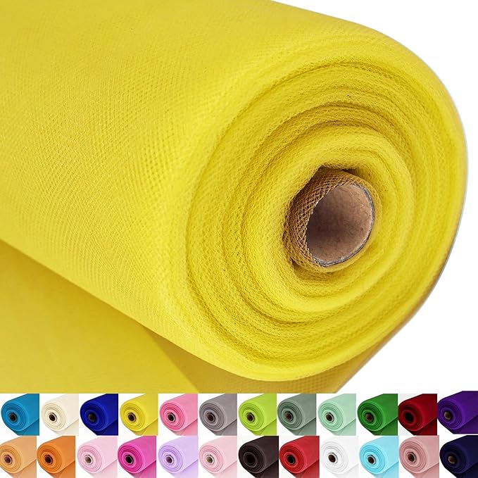 Yellow Tulle Fabric Roll Spool Bolt (54 Inch by 40 Yards) Large Tulle Wedding Party Decoration, Tutu Skirt, Table Runner, Gift Wrapping, Bridal Shower, Soft & Drape (Yellow)