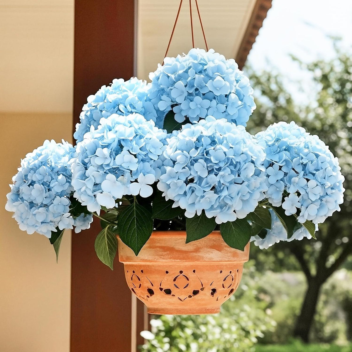 auihiay 6 bundles blue hydrangea artificial flowers for on a desk or shelf