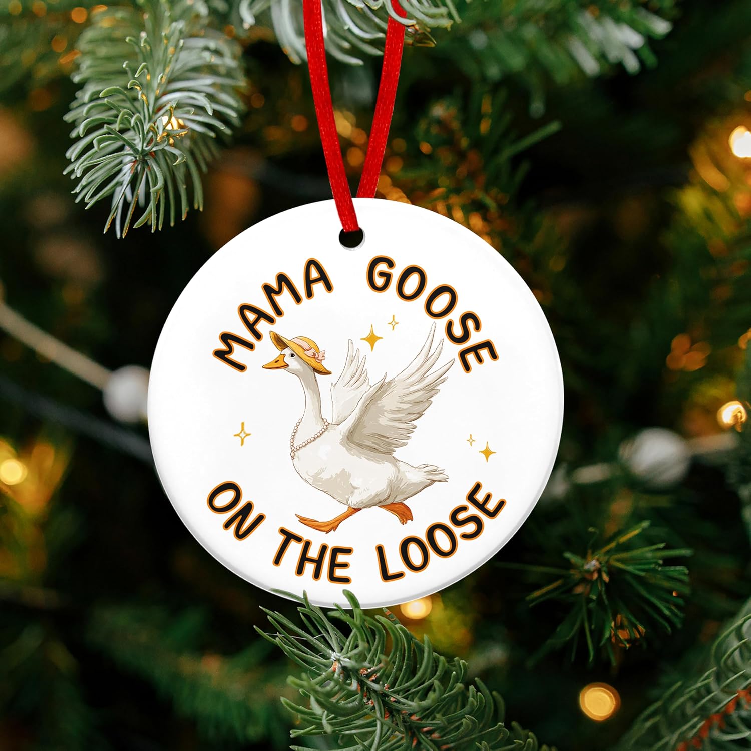TEEZWONDER Christmas Funny Goose Gifts for Mom from Daughter Son - Ceramic Christmas Ornaments 2025 for Tree Decorations - Mother in Law New Mom Gifts for Xmas Decorations, Stocking Stuffers for Women