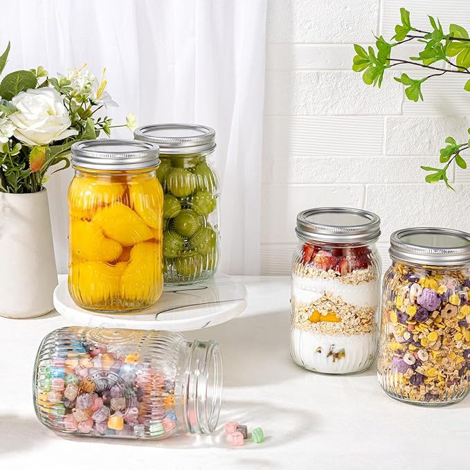 WELLIFE Wide Mouth Mason Jars, 2 Pcs Wide Mouth Mason Jars 32 OZ for Preserving,Jam,Honey,Wedding Favors,Sauces,Meal Prep,Salad,Yogurt & Decor