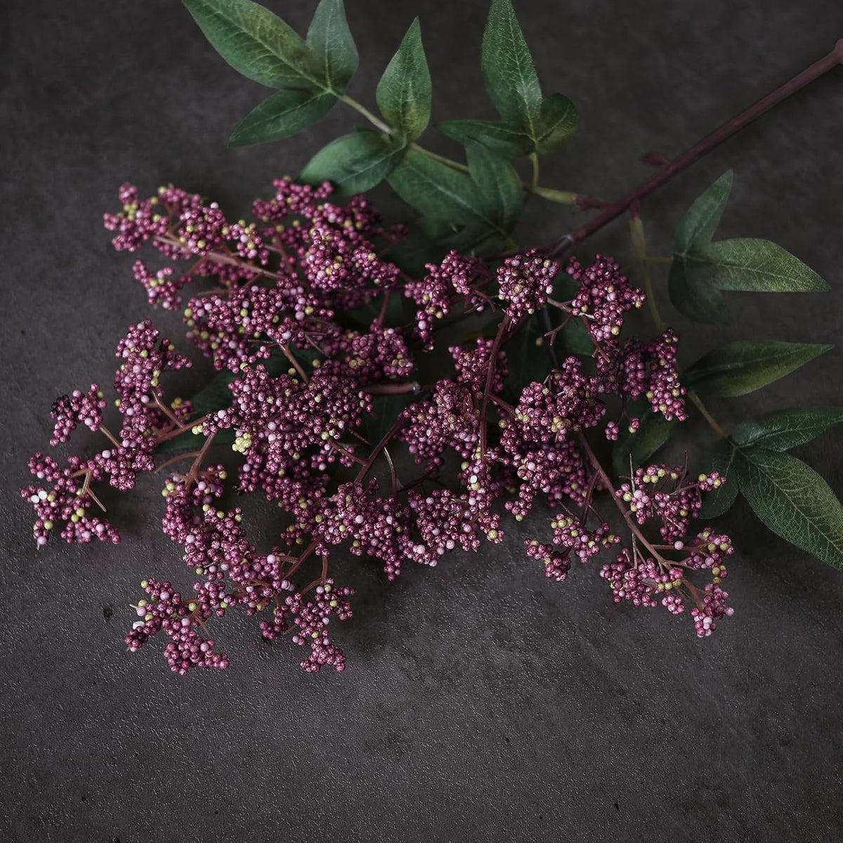 17"lifelike artificial nandina berry stems for vase decor(dusty on a desk or shelf