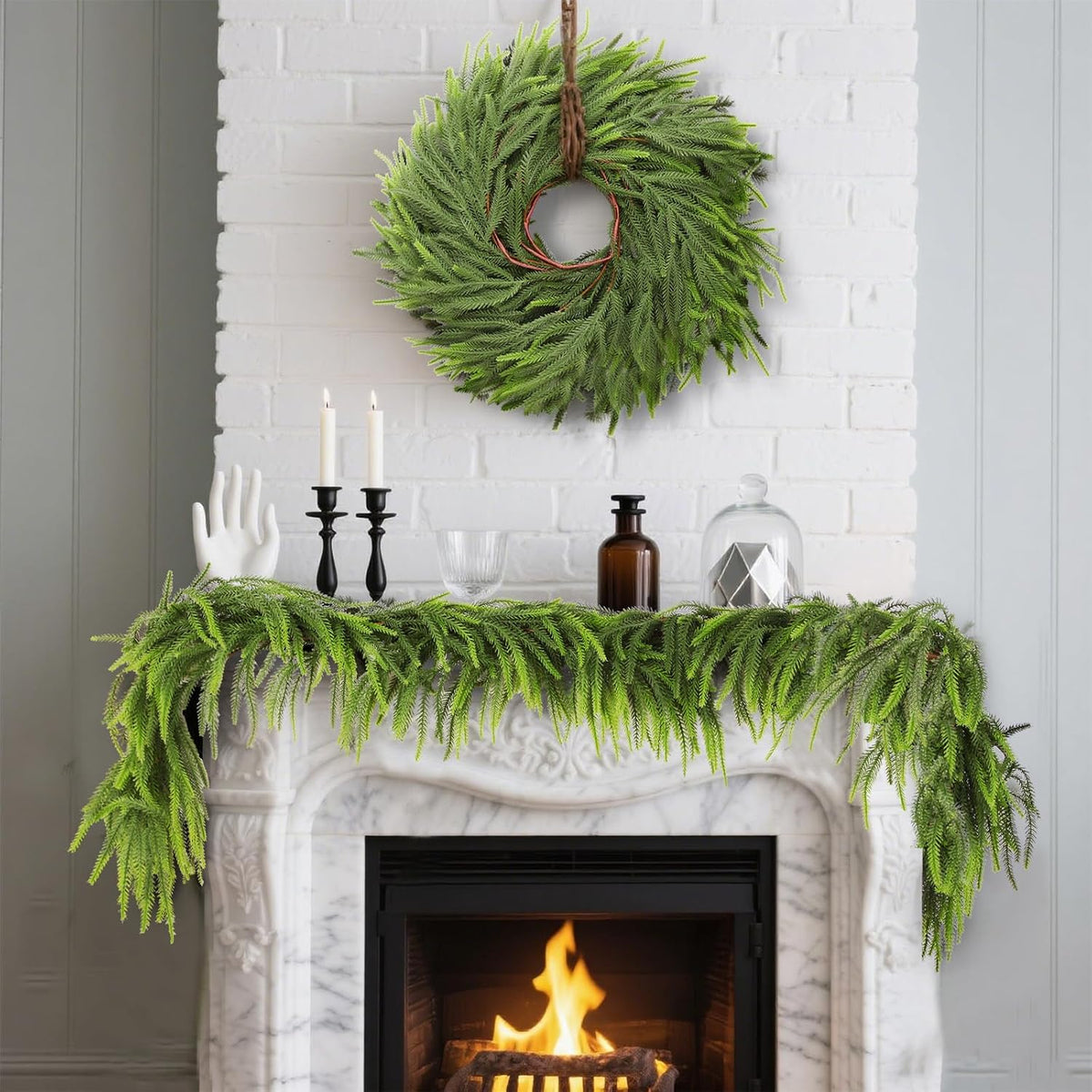 6ft 2pcs norfolk pine garland - realistic christmas, main product view