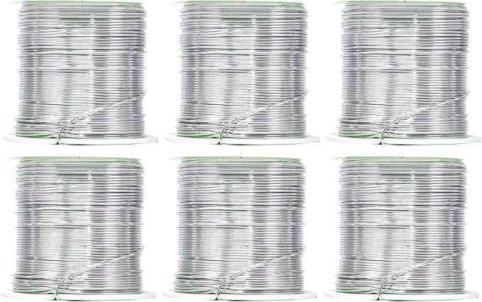 Mandala Crafts 20 Gauge Anodized Aluminum Craft Wire for Jewelry Making - 450 FT Colored Flexible Silver Combo Wire - Bendable for Bonsai Armature Crafting Sculpting