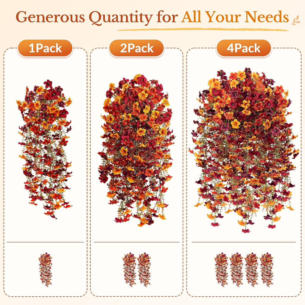 upgrade big artificial hanging fall flowers for outdoors, side view