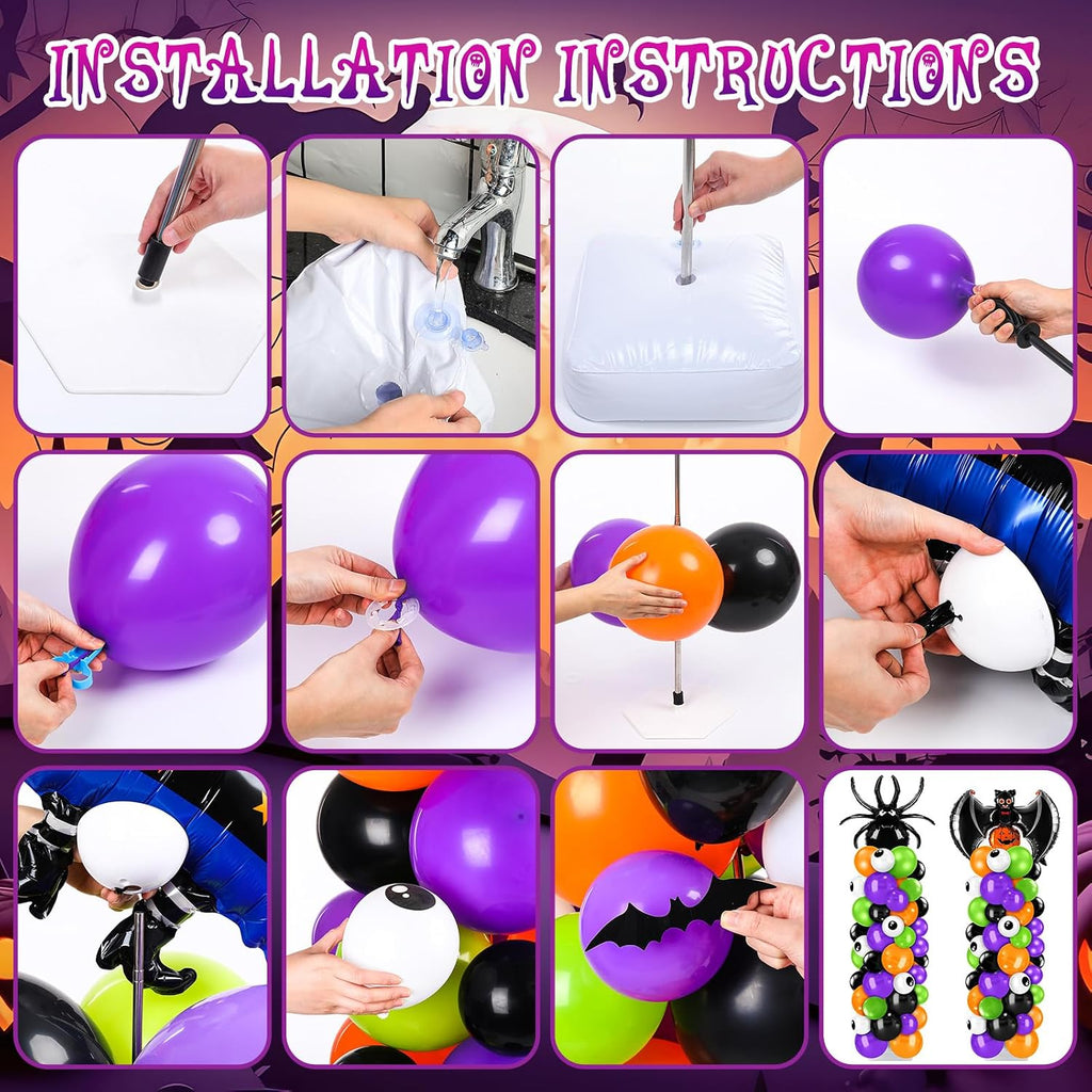 kasyat 2 sets halloween balloon column kit, bat showing dimensions