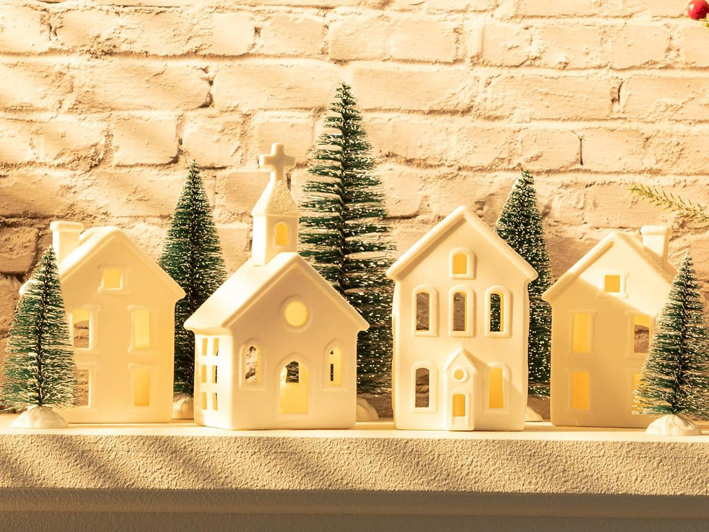 ztl 9pcs christmas village sets - 4 led, side view