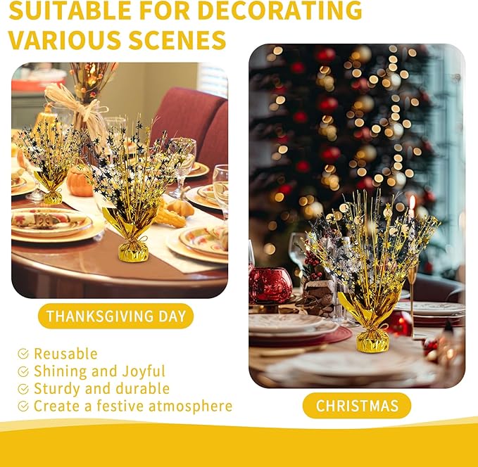 6 Pack Star Table Centerpieces for Party, Birthday Table Decorations for Kids Adults, Party Centerpieces for Tables for Wedding Baby Shower Graduation Holiday Event (Black Gold)