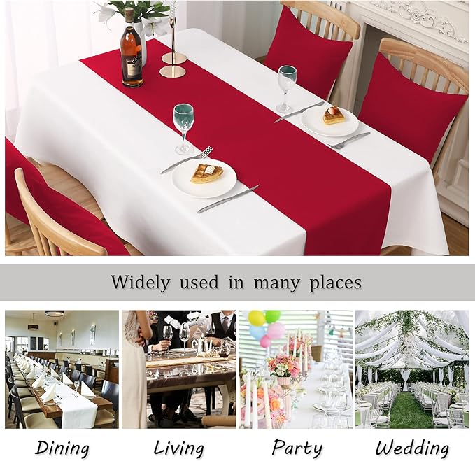 DUALIFE 2 Pack Table Runner 14 x 72 Inch Long Table Cloth Table Runners for Wedding Engagement Banquet Graduations Birthday Party Decorations, Red