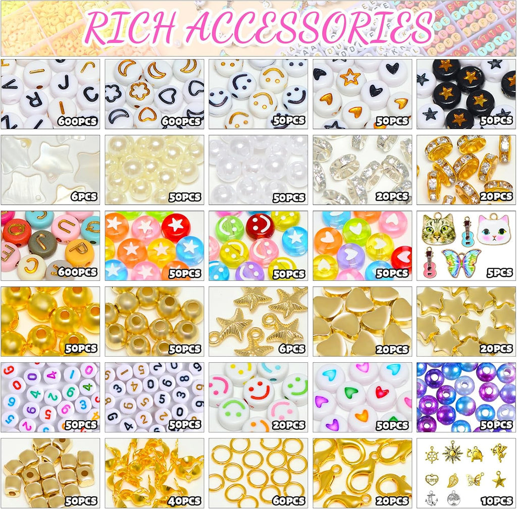 wuzoe friendship bracelet kit, 16888pcs, 96 colors polymer, close-up detail