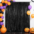 Eternal Beauty Black Sequin Backdrop, 8x8 Ft Halloween Glitter Background Curtains for Shimmer Photography Party Wedding Birthday Back Drop Decor