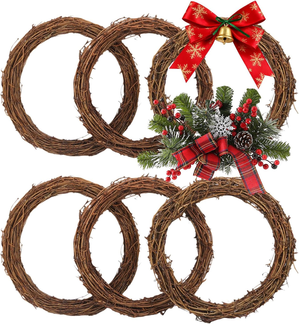 12 inch natural grapevine wreath, natural rattan wreath,hand-woven, main product view