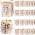 MTLEE 16 Pack Wooden Tealight Candle Holders Kit Guest Gifts for Wedding Baby Shower The First Communion Baptism Christening Housewarming Party Handmade Thank You Candle with Card Box Rope (Cute)