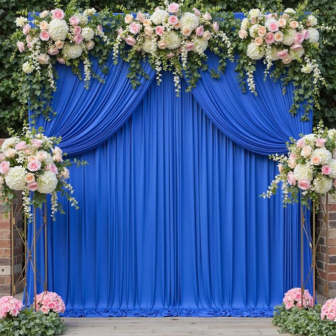 30ft x 10ft Wrinkle Free Royal Blue Backdrop Curtain for Party, Polyester Royal Blue Photo Backdrop Drapes 6 Panels 5x10ft for Birthday Photography Background Weddings Baby Shower Party