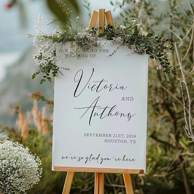 Personalized Wedding Welcome Sign, Customized White Foam Sign for Wedding, 3 Optional Sizes, 29 Design Colors - Wedding Plaque for Welcome Sign, Customizable Wedding Décor