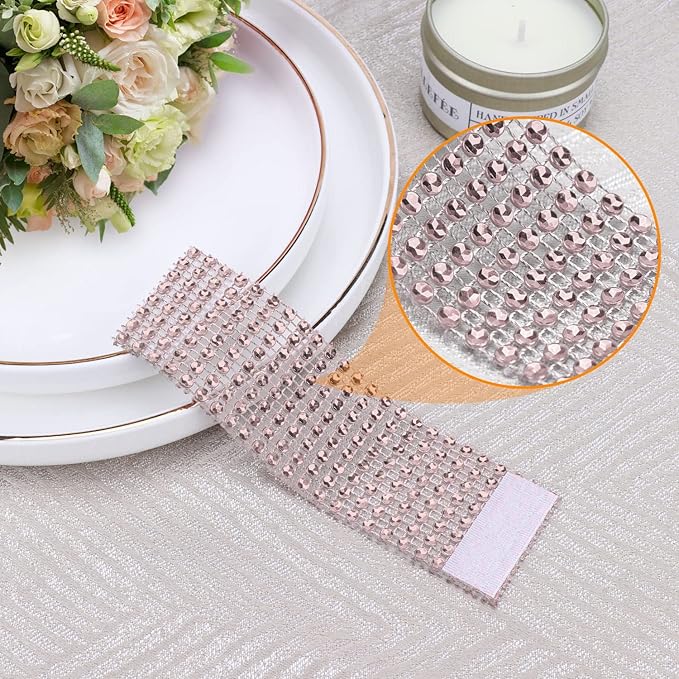 Pink Napkin Rings for Wedding Set of 150pcs,Rhinestone Diamond Crystal Napkin Rings Bulk for Wedding Reception, Dinner, Place Settings, Holiday Parties or DIY Decoration (150,Light Pink)