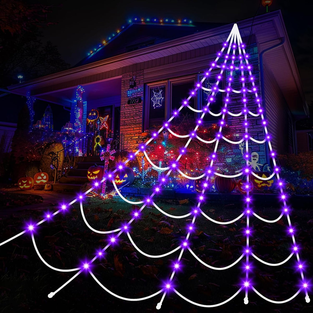 halloween decorations outdoor spider web: giant light up, main product view