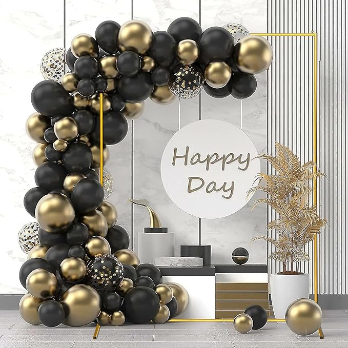 Metal Wedding Arch Backdrop Stand 6.6x5 FT Gold Square Balloon Arch Frame for Wedding, Birthday Party, Baby Shower Ceremony Decoration
