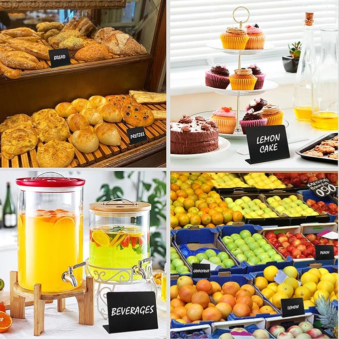 50 Pcs Mini Chalkboard Signs, 4"x3" Food Labels for Weddings Birthday Parties Message Board Signs Buffet Bakery and Retail