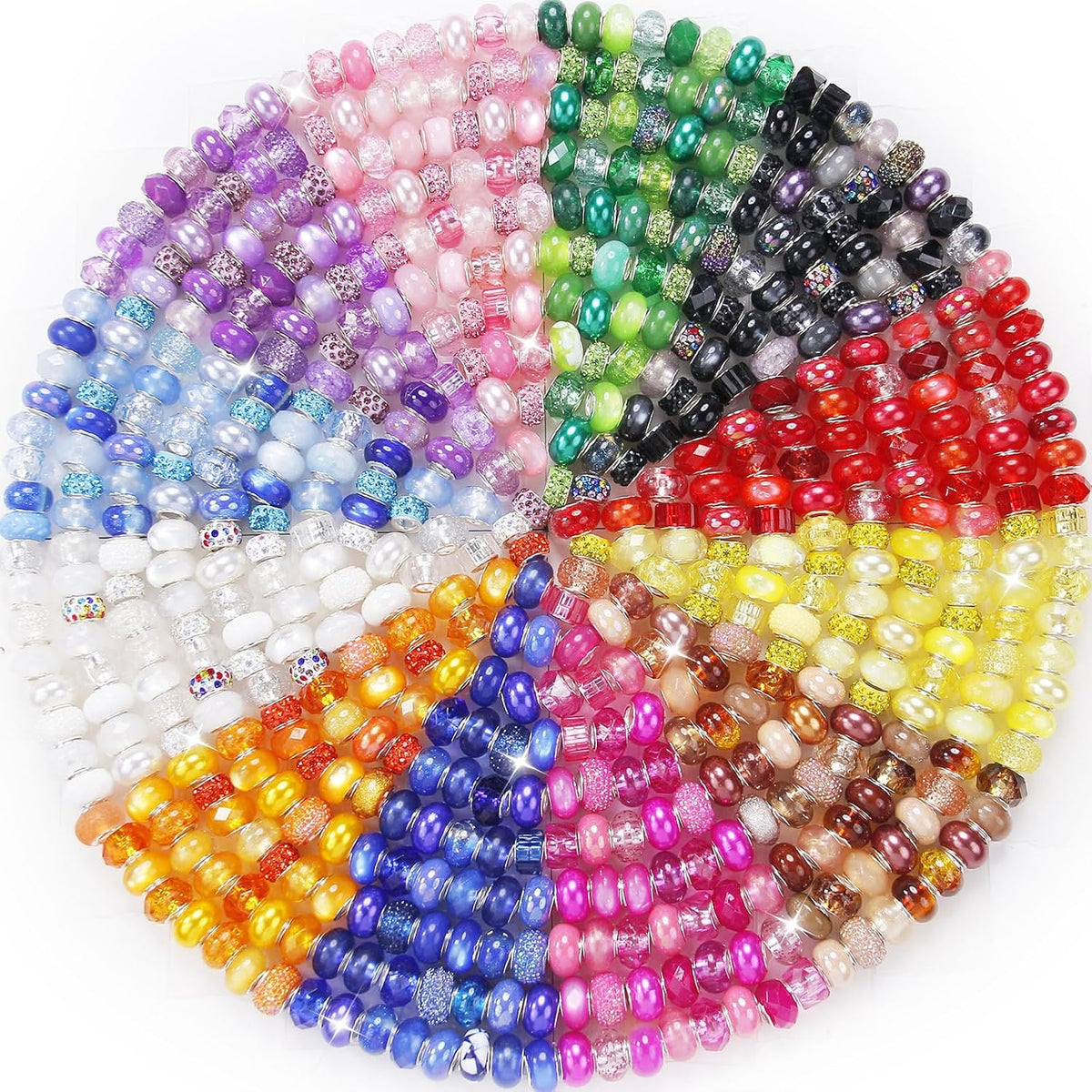 large hole beads assorted mixed colors european craft, main product view