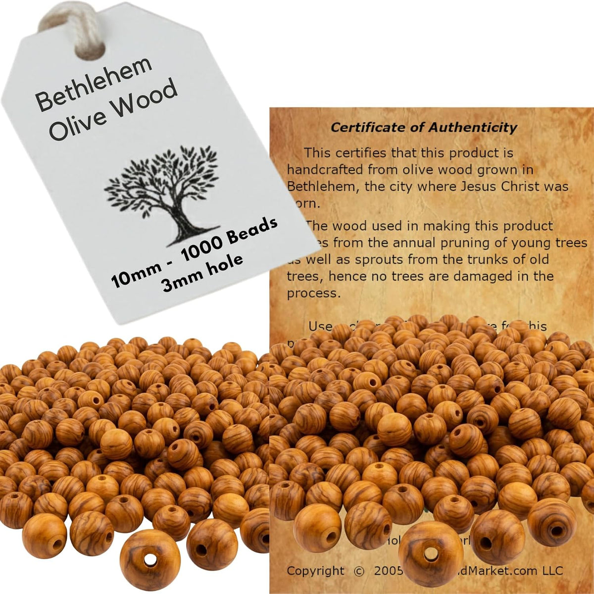 holy land market olive wood beads 10mm, 1000, main product view