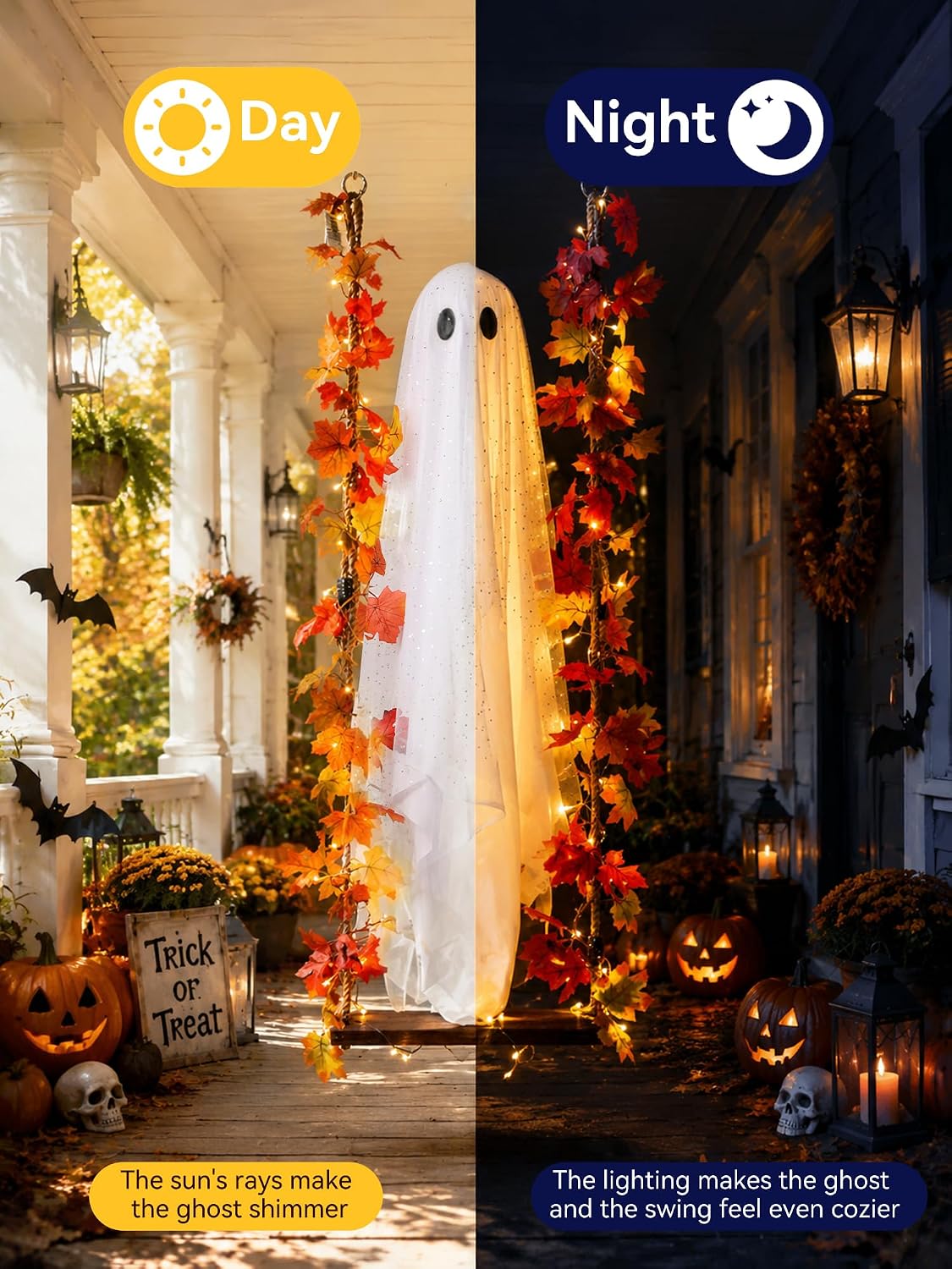 AYGXU Halloween Decorations Outdoor Indoor-5.3ft Hanging Ghost Decor with a M...