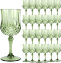 Plastic Wine Glasses，Plastic Goblets Vintage Style Cordial Drinking Glasses for Wedding Reception, Grand Event Party Supplies (24, New Green)