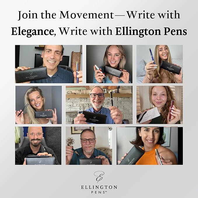 Ellington Pens Luxury Fountain Pen Set- Fountain Pens for Writing - Smooth Fine Nib - Includes Refillable Ink Converter, 3 Ink Cartridges [Black & Blue], Gift Box - Elegant Calligraphy