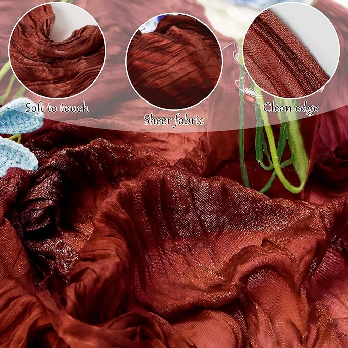Cheesecloth Table Runner 10FT (35x120 Inch) - 10 Pack Terracotta Boho Gauze Fabric Cheese Cloth Table Runner Rustic Sheer Table Runners Cheesecloth for Wedding, Bridal Shower, Birthday Party Decor