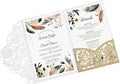 DORIS HOME 50pcs Laser Cut Wedding Invitations with Envelopes Gold Glitter, 4.7x7.1 Personalized Invitation Cards for Wedding, Anniversary Invitations with Envelopes
