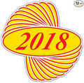 EZ-Line Oval Model Windshield Year Stickers for Car Windows Red and Yellow Large Vinyl Dealership Supplies 1 Dozen Pro Pack (2018)