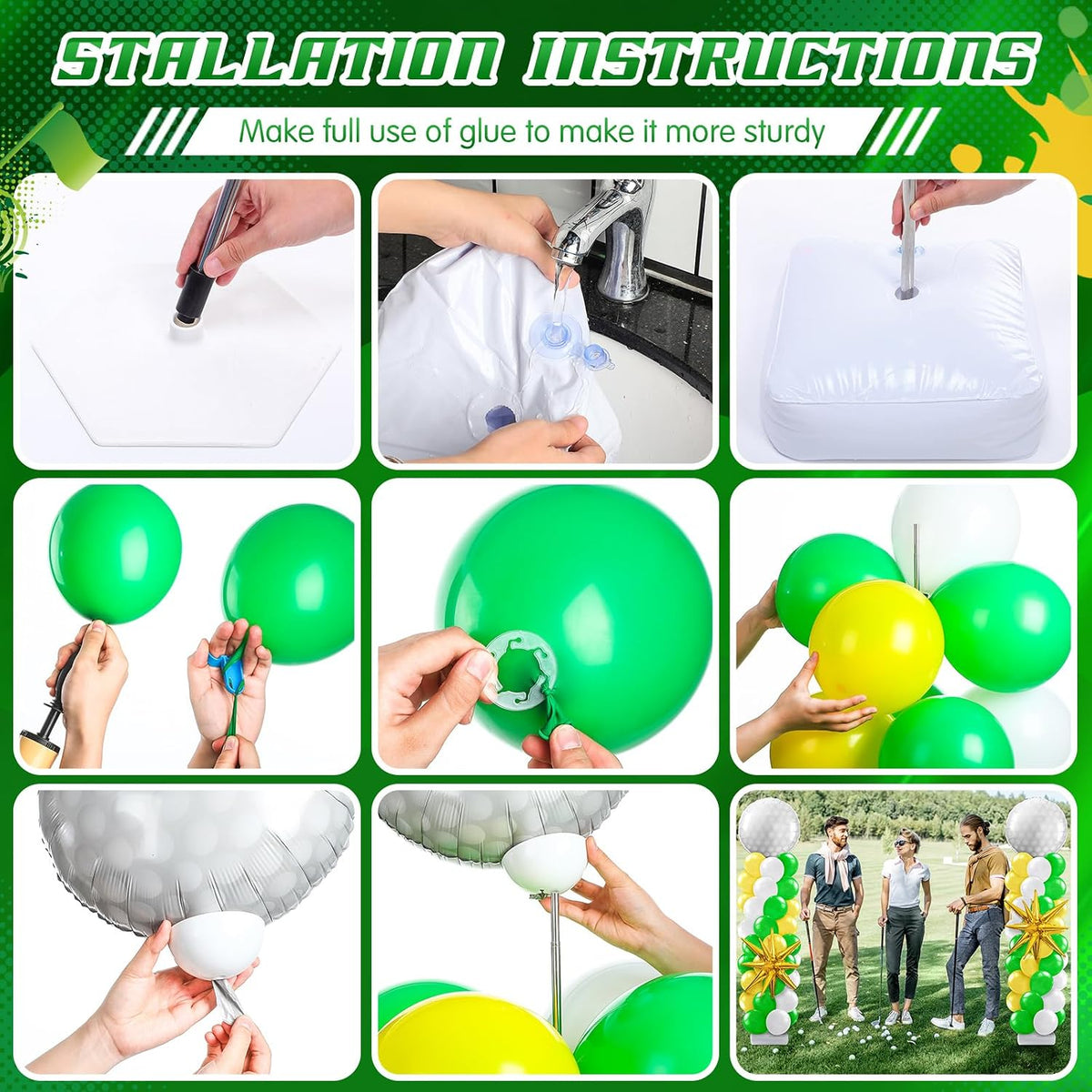 kasyat 2 sets golf balloon column stand kit, side view