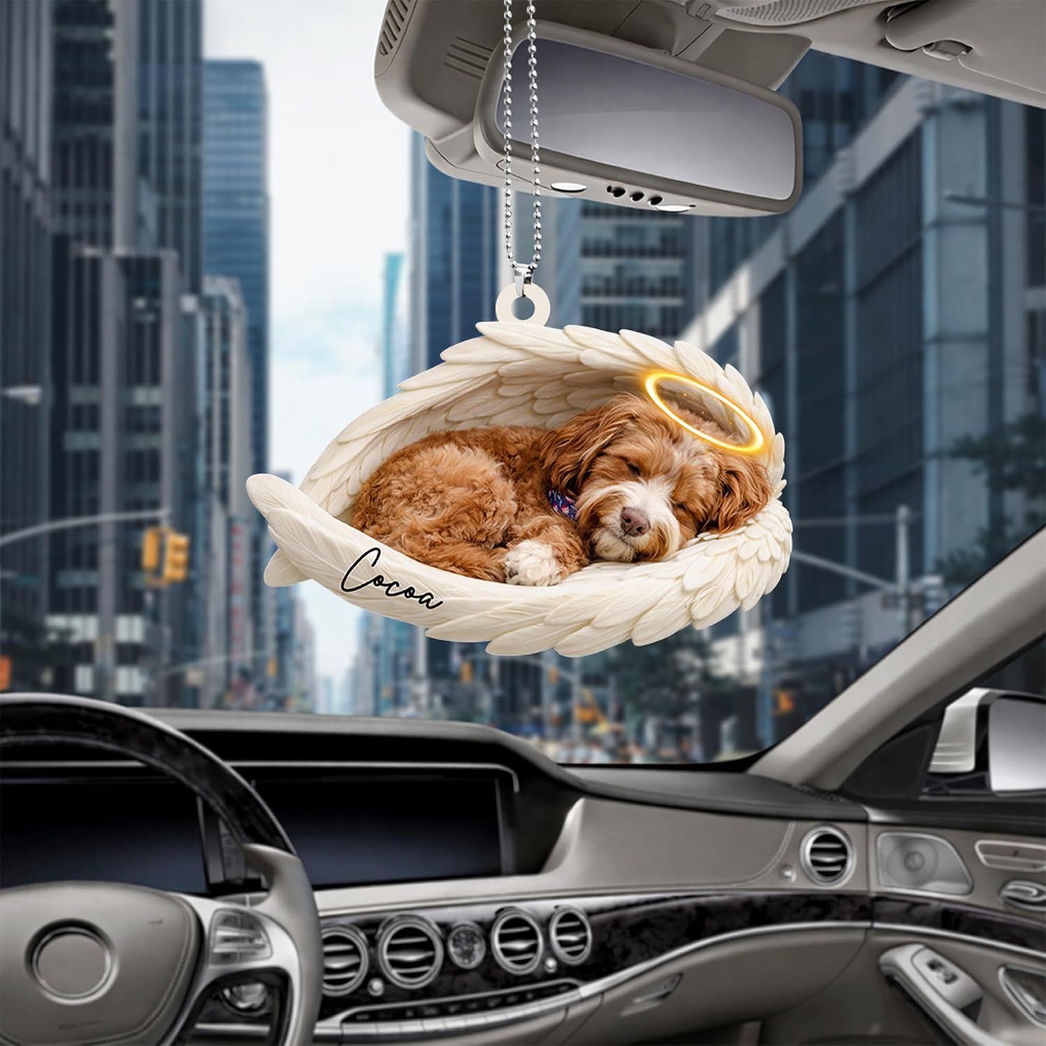 Personalized Dog Memorial Acrylic Car Ornament Custom Photo Pet Memorial Ornament with Dog Name – Personalized Pet Memorial Ornament Photo Memorial Christmas Ornament