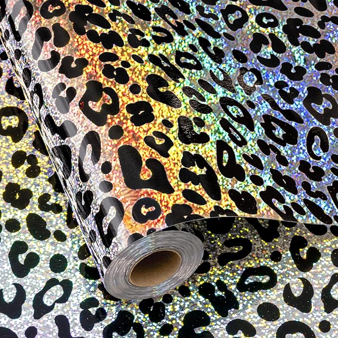 Yarcony Leopard Wrapping Paper Roll, Bold Animals Prints Wrapping Paper, Glitter Black White Cheetah Gift Wrap w/Metallic Shine for Birthday, Graduatios, Bachelorette, Christmas (17 Inch X 33 Feet)
