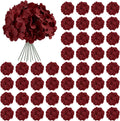 auihiay 64pcs burgundy hydrangea artificial flowers bulk, silk, main product view