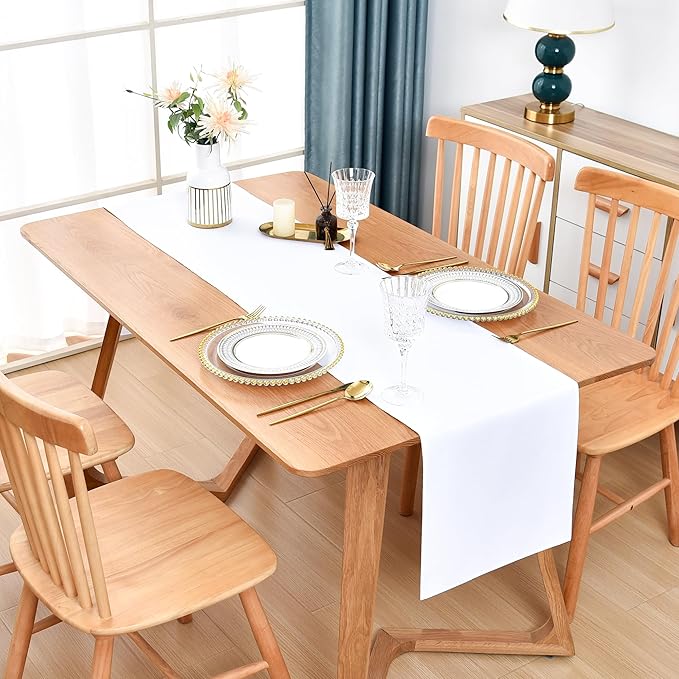 Farmhouse White Table Runner Dining Table Runners 72 Inches Long Coffee Table Runner for Dresser Living Room Bedroom Holiday Party Banquet 12X72 Inch