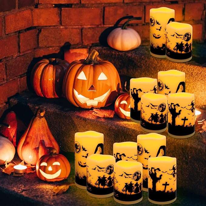 12-Pack Waterproof -Flameless Led Candles，Remote Control and Timer Functions for Halloween and More Decorations（3 Sizes）