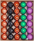 HipTree 1.57Inch 30ct Halloween Ornaments Decorations for Mini Tree | Nightmare Before Christmas Purple/Orange/Green/Black Ball Ornaments Set for Table Indoor Fall Holiday Party Home Decor