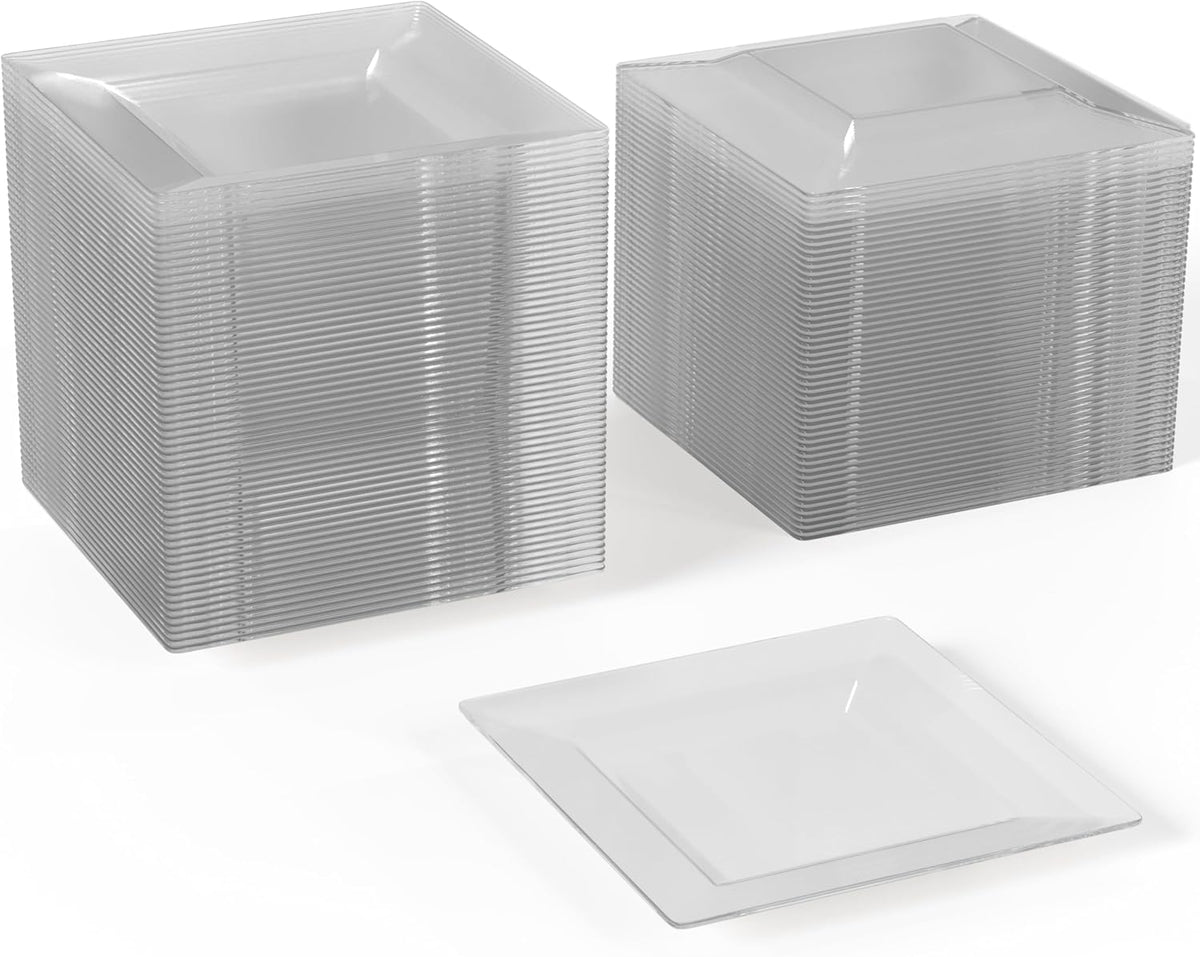 Exquisite Mini Disposable Appetizer Plates - 100 Pack 4.5" x 4.5" C...
